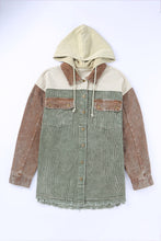 Load image into Gallery viewer, Color Block Button Down Hooded Corduroy Jacket