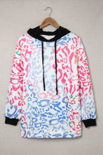 Load image into Gallery viewer, Multicolor Colorful Leopard Drawstring Splicing Hoodie