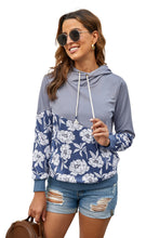 Load image into Gallery viewer, Floral Splicing Cowl Neck Hoodie