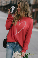 Load image into Gallery viewer, Rhinestone Heart Shaped Long Sleeve Sweatshirt