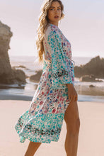 Load image into Gallery viewer, Multicolor Long Sleeve Tassel Tie Floral Kimono