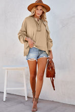 Load image into Gallery viewer, Khaki Casual Button Solid Patchwork Trim Hoodie
