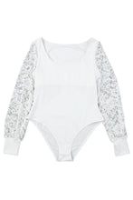 Load image into Gallery viewer, Lace Sleeves Square Neck Bodysuit