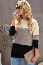 Load image into Gallery viewer, Color Block Netted Texture Pullover Sweater