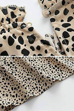 Load image into Gallery viewer, Khaki Frilled Neck 3/4 Sleeves Cheetah Blouse