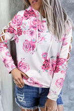 Load image into Gallery viewer, Floral Print Criss-Cross Cold Shoulder Hoodie
