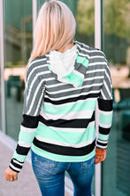 Load image into Gallery viewer, Striped Drawstring Long Sleeve Hoodie
