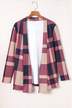 Load image into Gallery viewer, Draped Open Front Plaid Cardigan