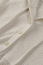 Load image into Gallery viewer, Waffle Knit Buttons Ruffled Hooded Top