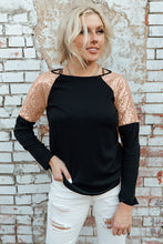 Load image into Gallery viewer, Sequin Shoulder Long Sleeve Top