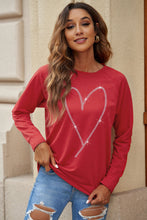Load image into Gallery viewer, Rhinestone Heart Shaped Long Sleeve Sweatshirt