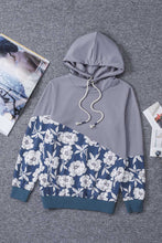 Load image into Gallery viewer, Floral Splicing Cowl Neck Hoodie