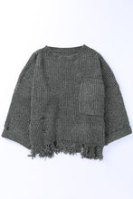 Load image into Gallery viewer, Ripped Raw Hem Chunky Pullover Sweater