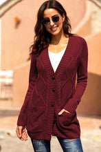 Load image into Gallery viewer, Burgundy Front Pocket and Buttons Closure Cardigan