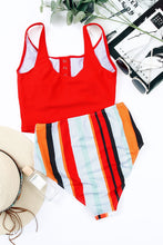 Load image into Gallery viewer, Square Neck Sleeveless Fashion Print Tankini Set
