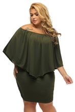 Load image into Gallery viewer, Plus Size Multiple Dressing Layered Army Green Mini Poncho Dress
