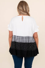 Load image into Gallery viewer, Plaid Dot Ruffled Plus Size Babydoll Top