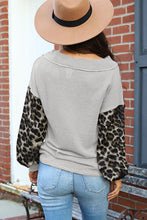 Load image into Gallery viewer, Wild Leopard Contrast Sleeve Colorblock Waffle Knit Top