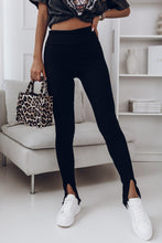 Load image into Gallery viewer, Rib Knit High Waist Slit Leggings