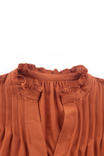 Load image into Gallery viewer, Ruffled Pleated Buttoned V Neck Blouse