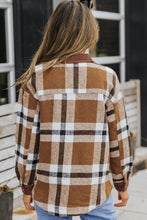 Load image into Gallery viewer, Pocketed Buttoned Plaid Shirt Jacket