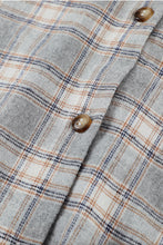 Load image into Gallery viewer, Khaki Drawstring Plaid Hooded Shacket