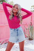 Load image into Gallery viewer, Rhinestone O-neck Long Sleeve Bodysuit
