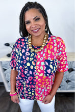 Load image into Gallery viewer, Plus Size Leopard Colorblock Short Sleeve Top