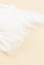 Load image into Gallery viewer, Beige Dotty Mesh Ruffle Sleeve Ribbed Knit Top