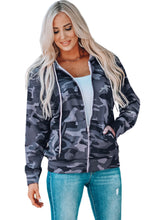 Load image into Gallery viewer, Camo Print Zip-up Hooded Coat with Pockets