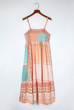 Load image into Gallery viewer, Multicolor Boho Patchwork Print Square Neck Sundress