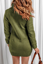 Load image into Gallery viewer, Olive Cowl Neck Cable Knit Sweater Dress