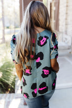 Load image into Gallery viewer, Ruched Short Sleeve Leopard Print Blouse
