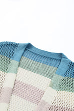 Load image into Gallery viewer, Striped Color Block Hollowed Knit Cardigan