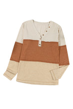 Load image into Gallery viewer, Striped Color Block Henley Top