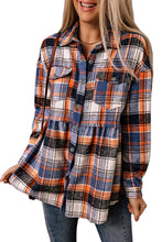 Load image into Gallery viewer, Multicolor Plaid Button Down Ruffled Shirt Jacket