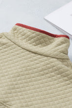 Load image into Gallery viewer, Beige Contrast Binding Snap Button Geometric Pullover Sweatshirt