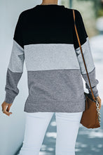 Load image into Gallery viewer, Colorblock Black Contrast Stitching Sweatshirt with Slits
