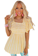 Load image into Gallery viewer, Striped Print Smocked Flowy Blouse
