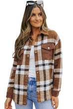 Load image into Gallery viewer, Pocketed Buttoned Plaid Shirt Jacket