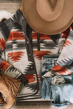 Load image into Gallery viewer, Western Aztec Snap Buttoned Fleece Jacket