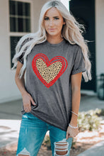 Load image into Gallery viewer, Sequin Leopard Heart Graphic T-shirt