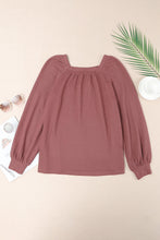 Load image into Gallery viewer, Square Neck Puff Sleeve Waffle Knit Top