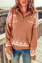 Load image into Gallery viewer, Geometry Knit Quarter Zip Sweater