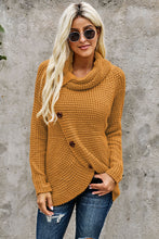 Load image into Gallery viewer, Mustard Buttoned Wrap Turtleneck Sweater