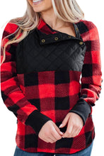 Load image into Gallery viewer, Long Sleeve Plaid Paneled Sweatshirt