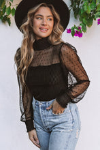 Load image into Gallery viewer, Sheer Dotty Long Sleeve Ribbed Velvet Bodysuit