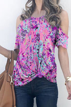Load image into Gallery viewer, Multicolor Lavender Floral Print Cold Shoulder Blouse