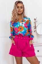 Load image into Gallery viewer, Multicolor Floral Print V Neck 3/4 Sleeve Blouse