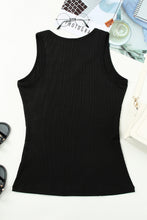 Load image into Gallery viewer, Split Neck Ribbed Knit Tank Top